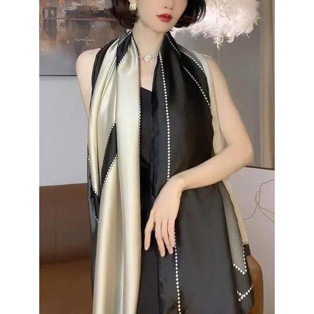 🎗飾間首飾鋪 杭州絲巾女長披肩百搭旅遊防曬沙灘巾春秋模擬絲時尚圍巾
