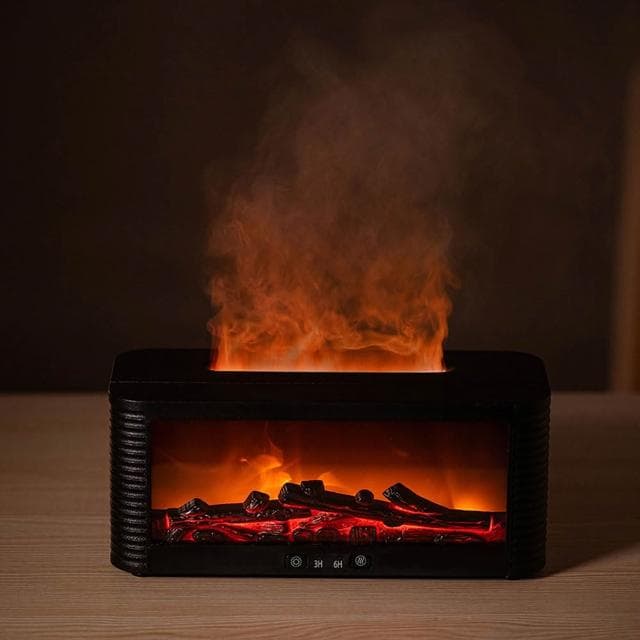火焰壁爐薰香機 水箱220ml 附遙控器 香氛機 擴香機 香薰機 七彩變色 自動關機 壁爐 火爐 夜燈 遙控器 缺水斷電