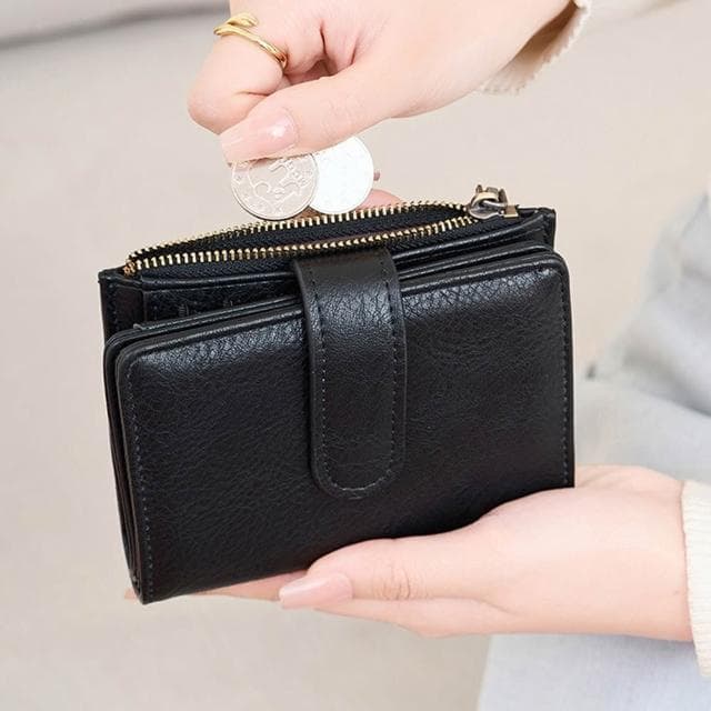 【MoonDy】女生短夾 女用錢包 防盜刷皮夾 多功能零錢包 卡片收納夾 拉鍊錢包