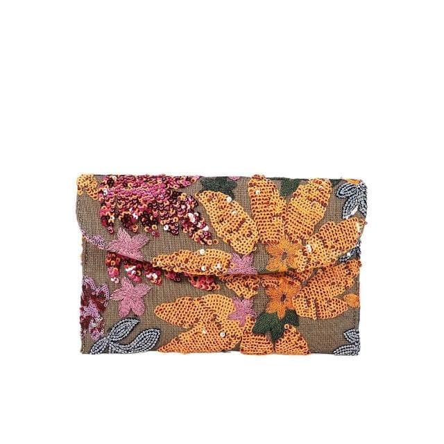 高級感信封包亮片刺繡草編小眾女士手拿包編織女包包質感公事包商務手拿包編織手抓包手機腋下包男女多夾層大容量手提包禮物包