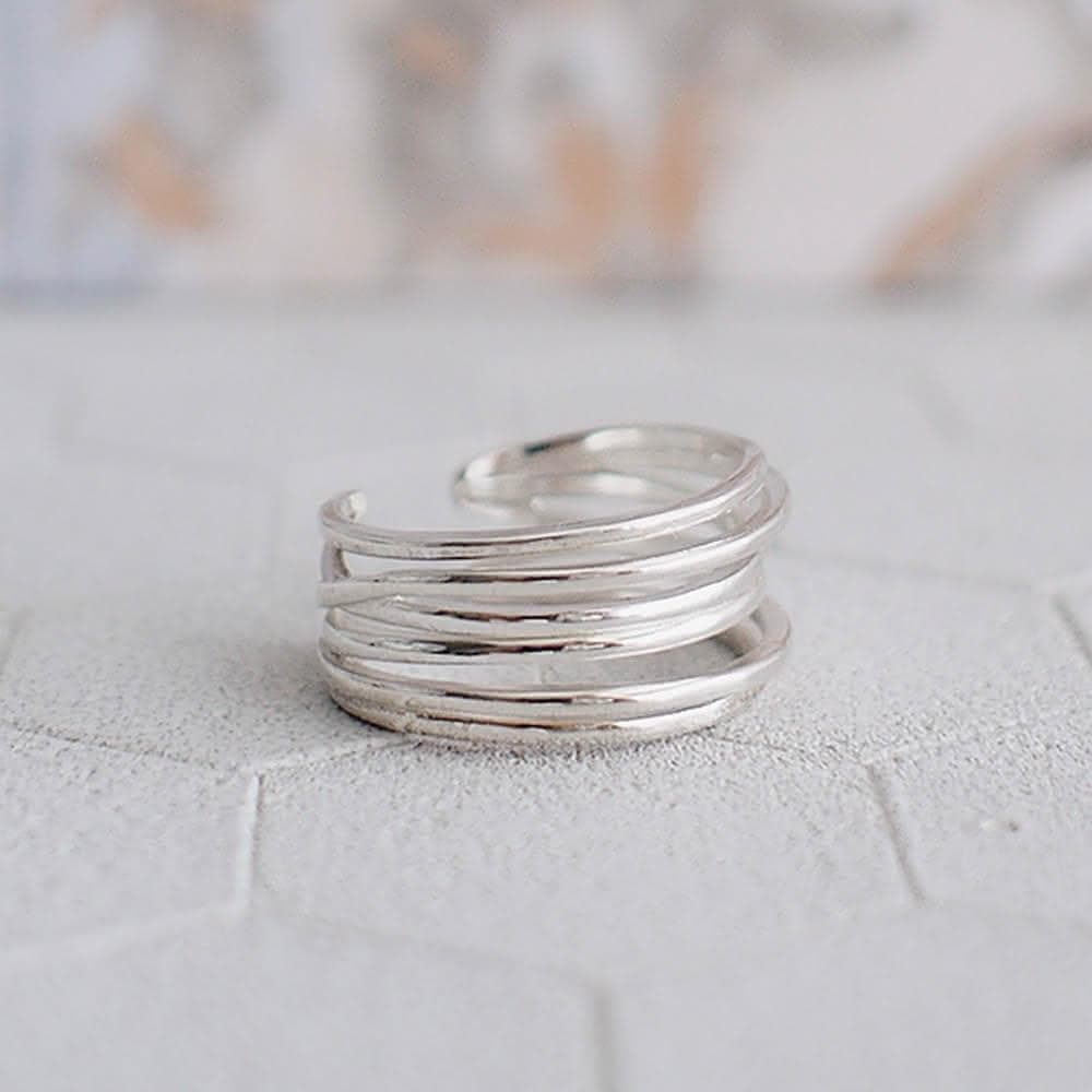 【BLUMA】純銀食指戒 質感寬版線條925純銀戒指 斑駁記憶純銀戒指 可調戒圍 生日情人節禮物 極簡個性韓風