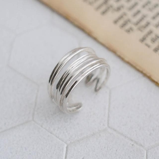 【BLUMA】純銀食指戒 質感寬版線條925純銀戒指 斑駁記憶純銀戒指 可調戒圍 生日情人節禮物 極簡個性韓風