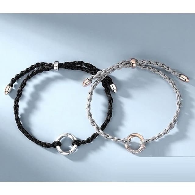 【Porabella】925純銀 純銀手鍊 環扣編織情侶手鏈 編織純銀 情人節禮物 情侶對鍊 告白 銀飾 Bracelet