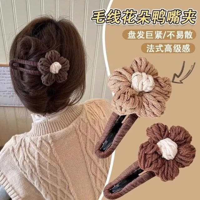 鯊魚夾女一字夾2025新款秋冬毛絨花朵發卡頭飾發飾鴨嘴夾後腦勺女夾子甜美(情人節 聖誕節 生日 髮飾 頭飾 髮夾 禮物)