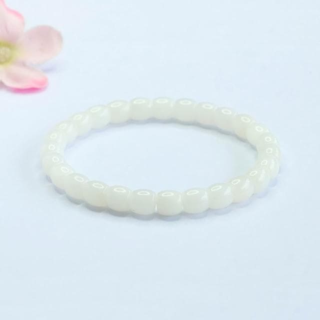 【Paiya 派亞】天然和田玉老型珠手串青海料白玉手鏈