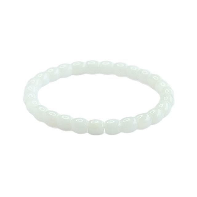 【Paiya 派亞】天然和田玉老型珠手串青海料白玉手鏈