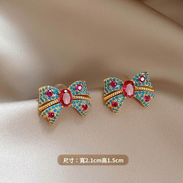 🎗飾間首飾鋪 彩色蝴蝶結耳飾女高級感輕奢民族風適合春天的耳環耳環