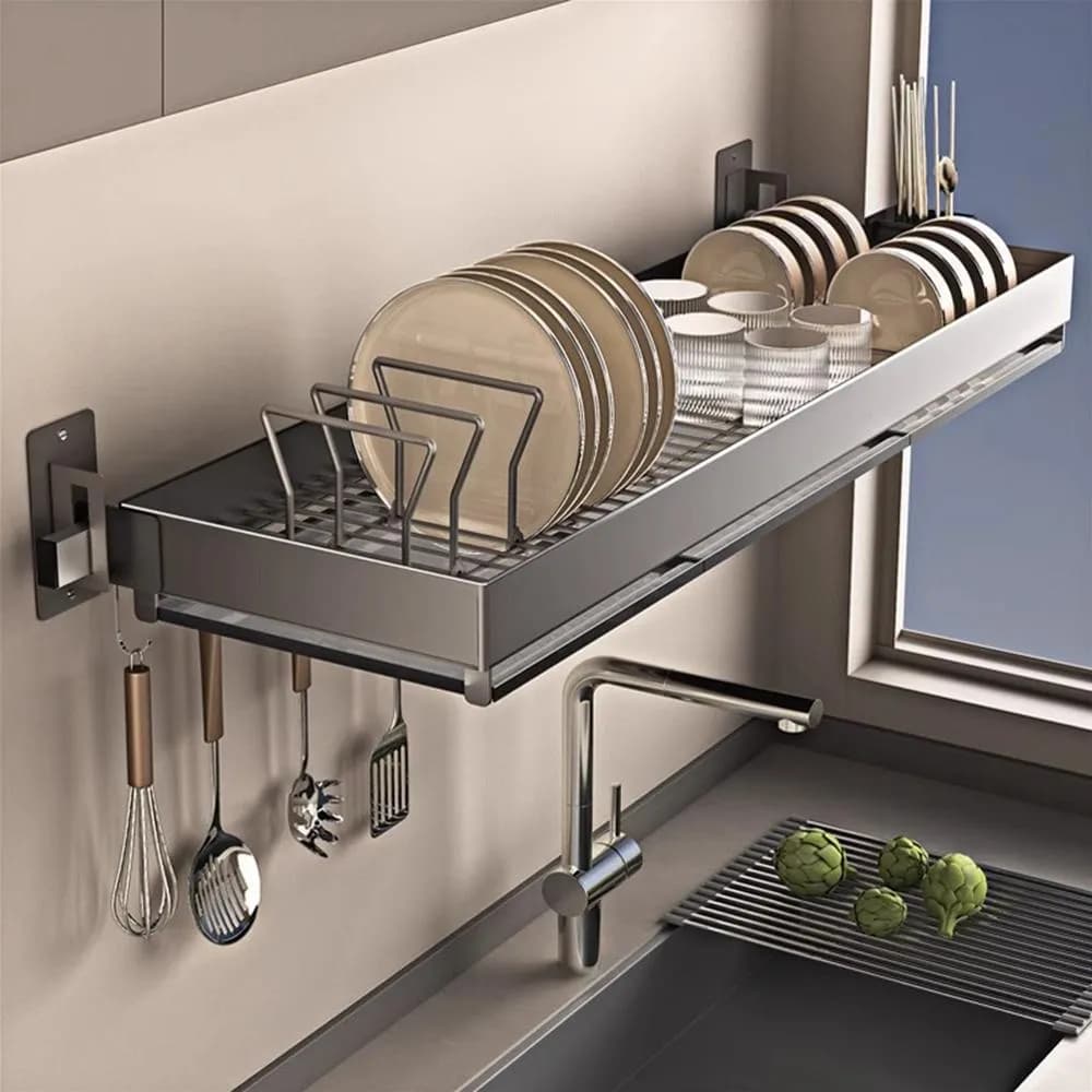 【MatsuTa 松太】碗碟瀝水架 304不鏽鋼 廚房壁掛式 碗盤碗架 碗筷收納置物架 碗筷瀝水架 餐具收納架