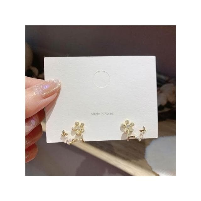 Miss Si 現貨速發 S925銀針 小清新花朵蝴蝶耳環 花朵耳針 氣質百搭少女耳釘可愛小巧