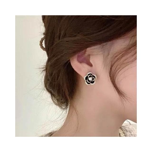 Miss Si 現貨速發 韓國高級感小香風山茶花耳釘 S925純銀銀針耳釘 耳針精緻小巧耳環網紅氣質耳釘耳飾首飾