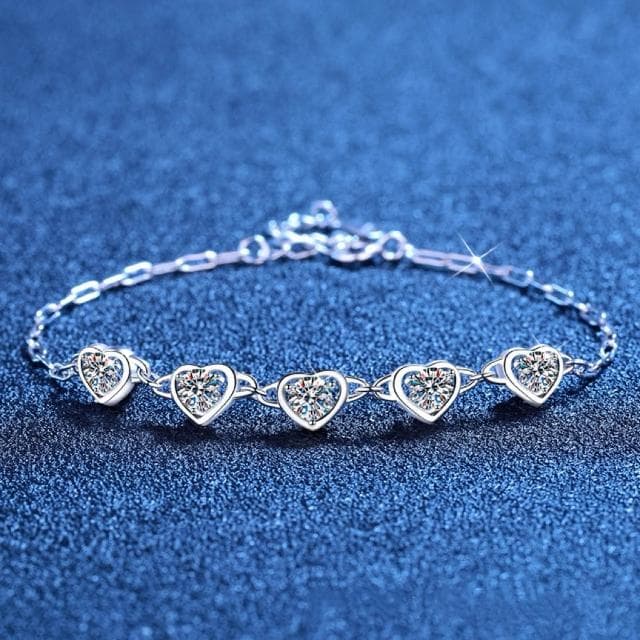 莫桑鑽愛心純銀手鍊 1.5克拉 S925全純銀 M5002 鏈條心型手鍊 生日禮物 情人節禮物 Sweet Air