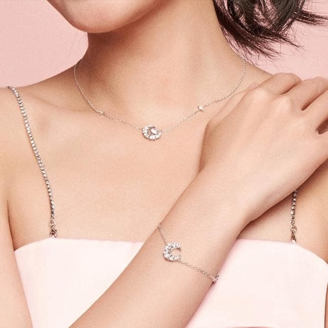 【MoonDy】純銀項鍊 鋯石項鍊 S925 鎖骨鍊 項鍊 月亮愛心吊墜 情人節禮物 