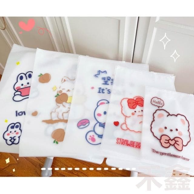 可愛卡通衣物收納袋/防水收納袋/旅行收納袋/防塵袋/拉鍊袋/磨砂透明旅行夾鏈袋/防水袋