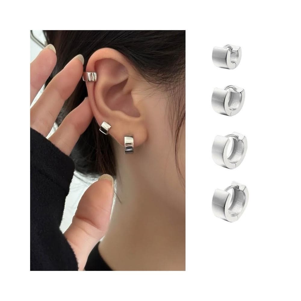 光面圈圈抗敏耳環 L40 多尺寸簡約S925易扣式銀針耳扣 | Sweet Air 日韓流行耳飾