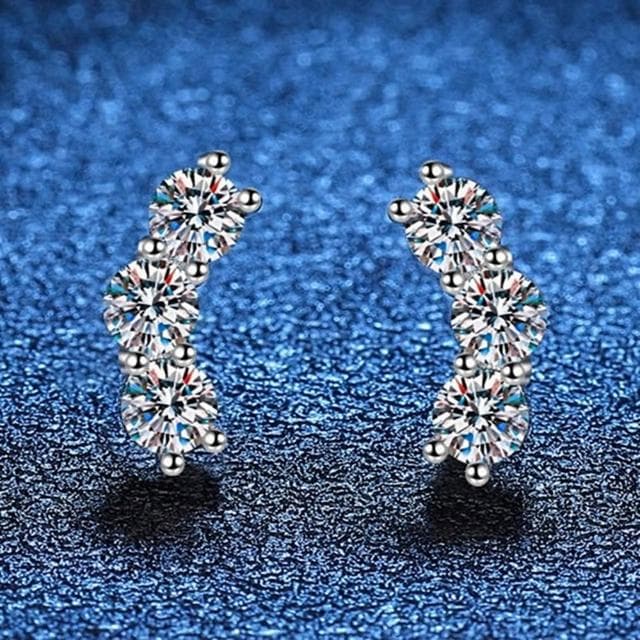 【巴黎精品】現貨+預購頂級莫桑鑽石耳環925純銀耳環女耳針銀飾情人節禮物-1.2克拉微笑簡約女飾品2色a1kv3