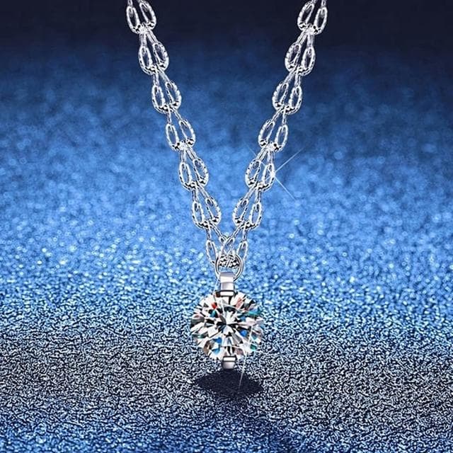 【巴黎精品】現貨+預購 頂級莫桑鑽石項鍊925純銀女項鍊項鏈鎖骨鏈情人節禮物-1克拉鳳尾單鑽女飾品a1kv21