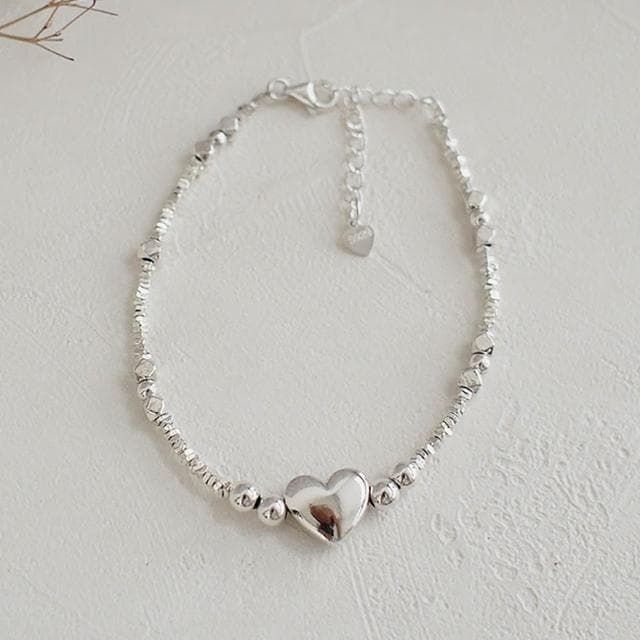 【BLUMA】甜蜜小日子純銀手鍊(生日情人節禮物 愛心手工串珠925銀手鏈 簡約優雅個性 飾品禮盒 新年禮盒)