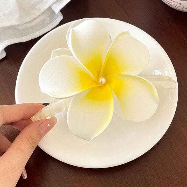 鯊魚夾女髮夾2025新款海邊度假雞蛋花抓夾韓系大號盤發鲨魚夾劉海側邊夾子(情人節 聖誕節 生日 髮飾 頭飾 髮夾 禮物)