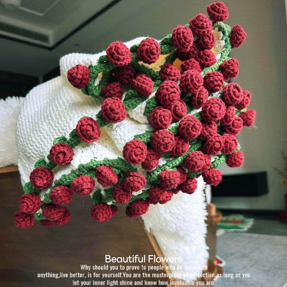 毛毯花束 diy 材料包玫瑰花毯鉤織毛線鉤花編織自製女友情人節禮物
