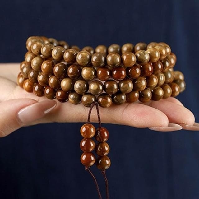 【MoonDy】多圈手鍊 天然庫克菩提 108顆佛珠手串 圓珠項鍊 念珠飾品