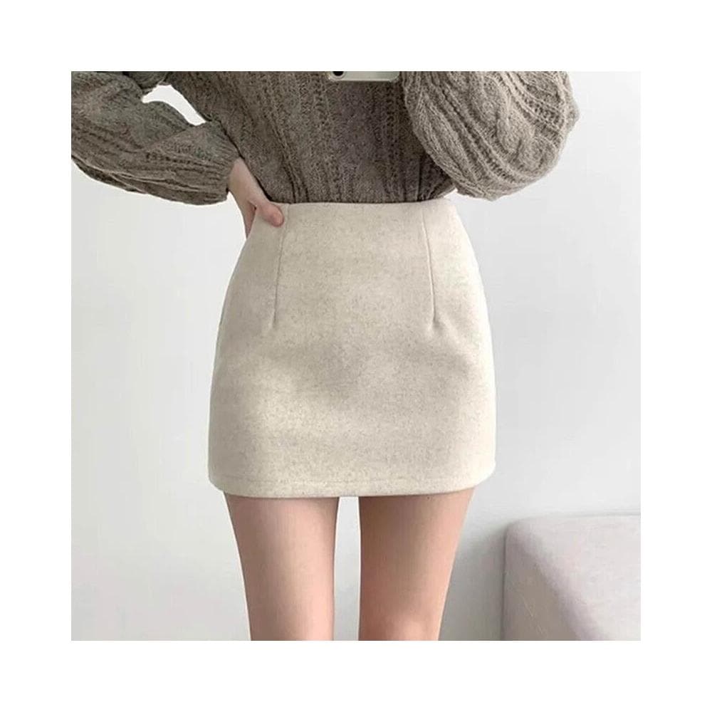 半身裙女短裙秋冬季杏色毛呢半身裙包臀裙女秋冬2025新款小個子百搭通勤短裙洋裝裙子包臀短裙女a字裙約會生日氣質包臀裙