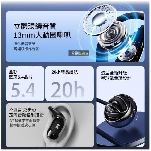【MONSTER 魔聲】旋轉耳掛式氣傳導藍牙耳機 MON-MQO33