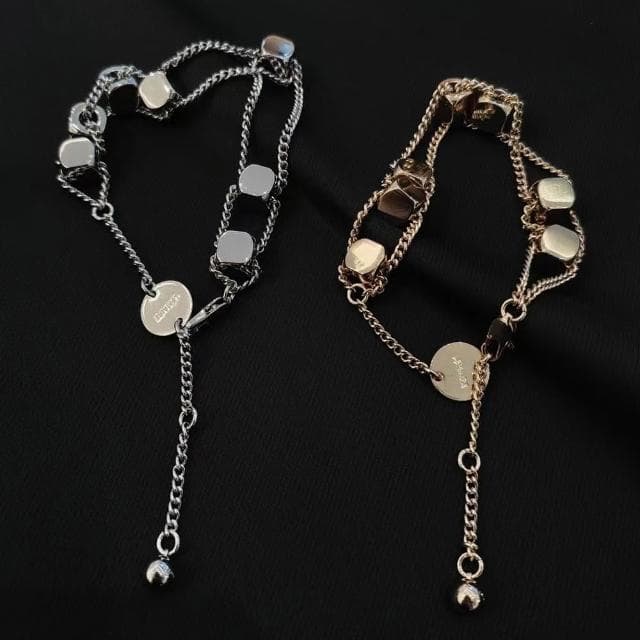 【LEESA】方塊手鍊\不規則手鍊\百搭\飾品\手鍊\女生手鍊\穿搭配件