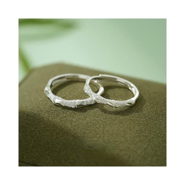 竹定情侶對戒 戒指 S999足銀 原創設計 可調式 小眾設計 新中式 情侶禮物 情人節禮物 送男友 送女友