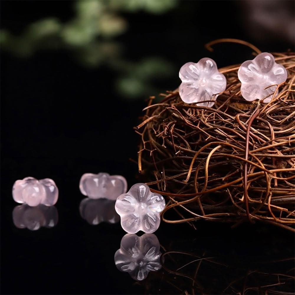 【LEEHER】DIY飾品/天然水晶/粉晶五瓣花配件/項鍊/耳飾/手飾配件/手工串珠/配飾/