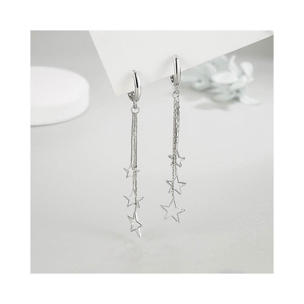 Sweet Air Y28 日韓流行耳飾 鏤空長款五角星造型 針式耳扣 耳針 耳環
