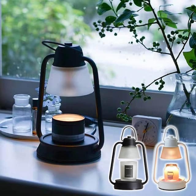 舒米好物 復古霧面玻璃 馬燈款 香氛蠟燭 融蠟燈 可定時 調光 贈蠟燭+燈泡X2(床頭燈 情人節 母親節 交換禮物)