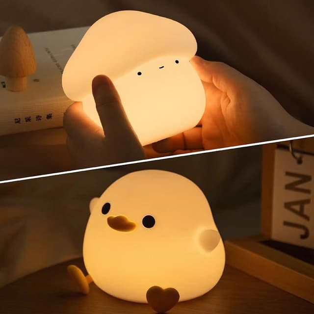舒米好物 拍拍燈 LED 小夜燈 伴眠燈_豆豆鴨/蘑菇頭(夜燈 情人節 兒童節 生日禮物 交換禮物 聖誕節禮物)