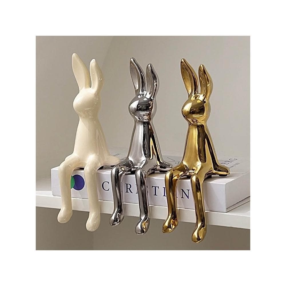 台灣2現貨💖玄關擺件 電鍍擺飾 陶瓷兔子擺件 家居裝飾 高級感 喬遷禮物 送禮 酒櫃擺件 氛圍裝飾 30C