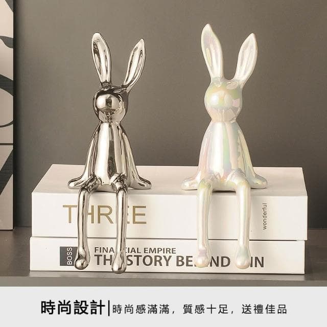 台灣2現貨💖玄關擺件 電鍍擺飾 陶瓷兔子擺件 家居裝飾 高級感 喬遷禮物 送禮 酒櫃擺件 氛圍裝飾 30C