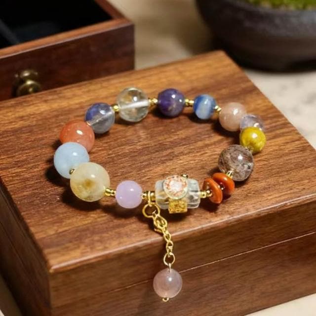 【Paiya 派亞】國風天然單圈超七海藍寶紫水晶多寶水晶手串手鏈
