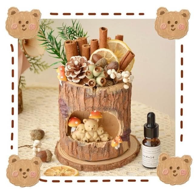 小熊森林肉桂擴香木晶石乾燥花無火香薰臥室擺飾送男女生日禮物女生