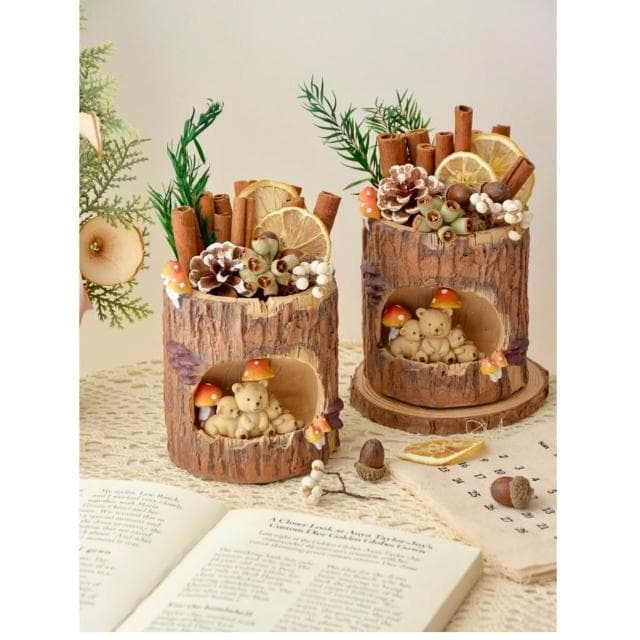 小熊森林肉桂擴香木晶石乾燥花無火香薰臥室擺飾送男女生日禮物女生