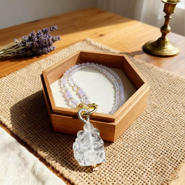 【Paiya 派亞】天然4.5mm紫玉晶+白水晶九尾狐狸吊墜萬能扣項鏈長短可調節