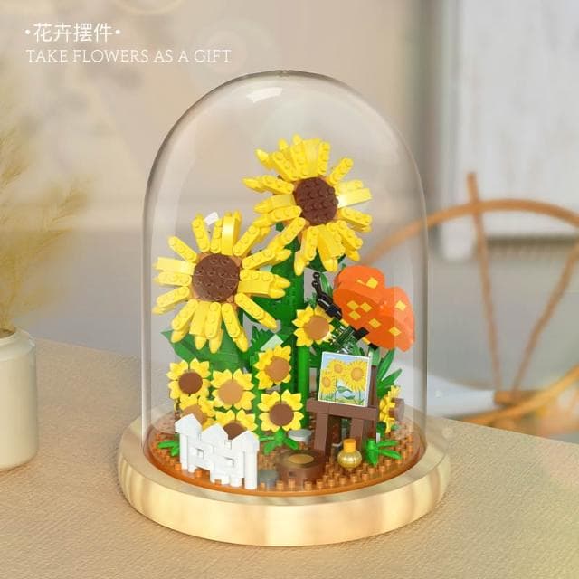 出清特價 花朵積木 永生花 盆栽積木 花束積木 微顆粒積木 向日葵 拼裝積木 情人節禮物 13Q