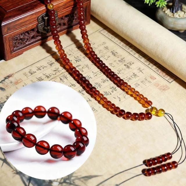 【Paiya 派亞】淨體108顆4-5mm碟珠算盤血珀項鏈/9.5MM單圈血珀手串 二選一