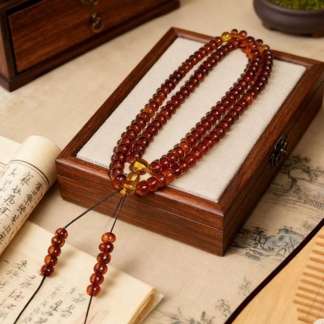 【Paiya 派亞】淨體108顆4-5mm碟珠算盤血珀項鏈/9.5MM單圈血珀手串 二選一
