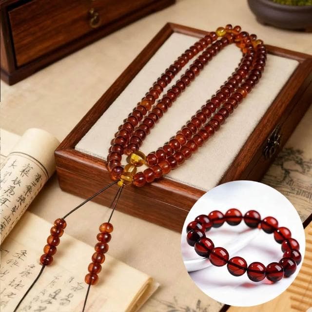 【Paiya 派亞】淨體108顆4-5mm碟珠算盤血珀項鏈/9.5MM單圈血珀手串 二選一