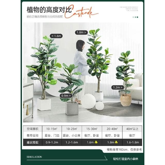 百信百貨 免運 仿真綠植裝飾客廳大型落地擺件假盆栽植物仿真琴葉榕盆景仿真花