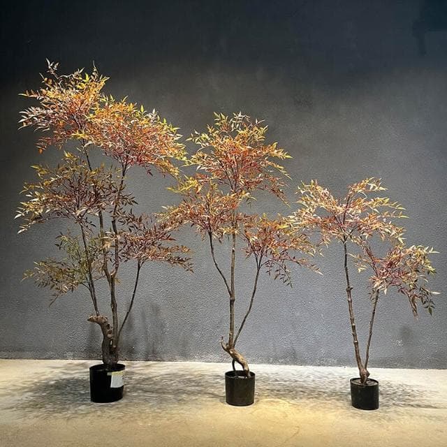 百信百貨 免運 仿真南天竹植物假綠植裝飾仿真樹客廳落地盆栽仿生綠植擺件