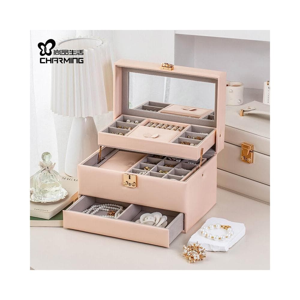 直首飾收納盒手提輕奢抽屜大容量多層戒指耳飾項鏈飾品盒子 f6cf1ee4