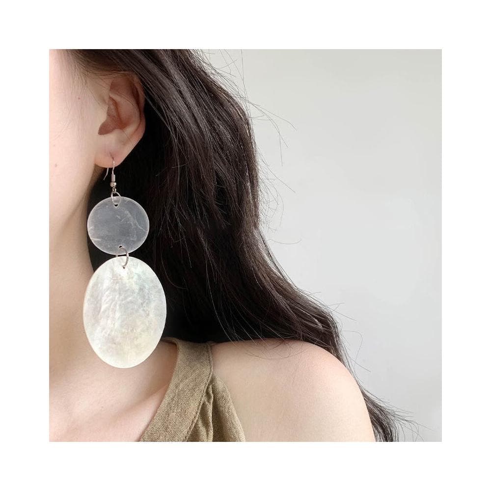 耳環圓片貝殼氣質耳環波西米亞海邊度假風誇張大氣顯臉小時尚獨特耳墜輕盈精緻輕奢高級韓國看不膩超閃耳環耳飾飾品配禮服百搭禮物
