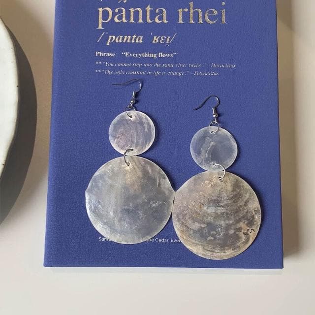 耳環圓片貝殼氣質耳環波西米亞海邊度假風誇張大氣顯臉小時尚獨特耳墜輕盈精緻輕奢高級韓國看不膩超閃耳環耳飾飾品配禮服百搭禮物