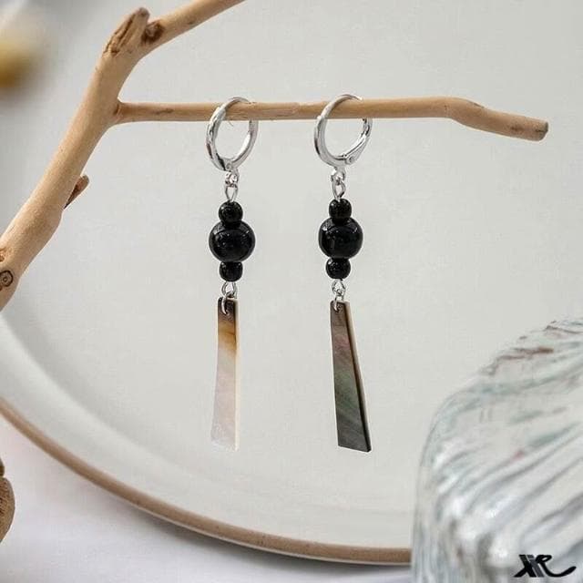  耳環天然黑蝶貝/五彩斑斓新中式長款流蘇耳環高級耳墜清冷水墨感古風輕盈精緻輕奢高級不過敏看不膩超閃耳環耳飾飾品配禮服百搭