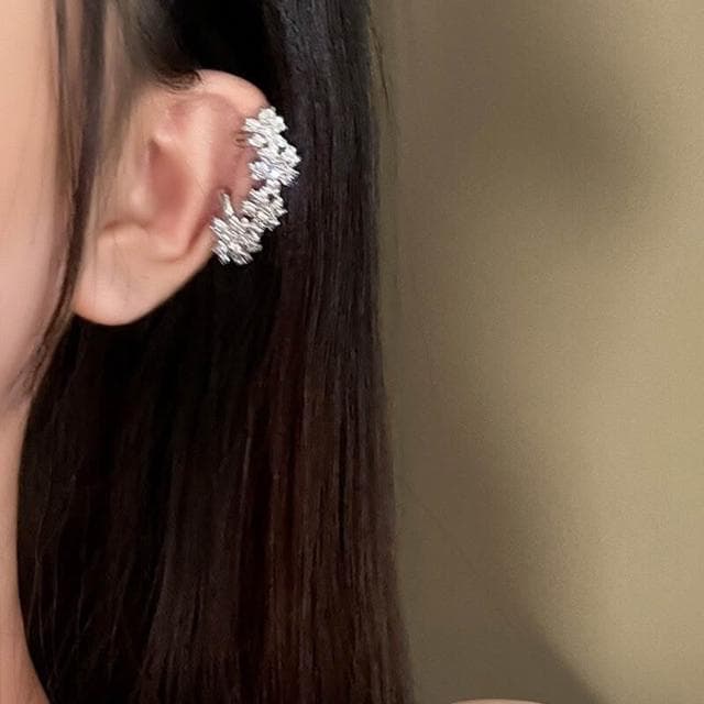 耳環滿鉆花朵耳夾女無耳洞新娘耳骨夾感秋冬耳環耳飾頭飾耳掛輕盈精緻輕奢高級韓國不過敏看不膩超閃耳環耳飾飾品配禮服百搭禮物