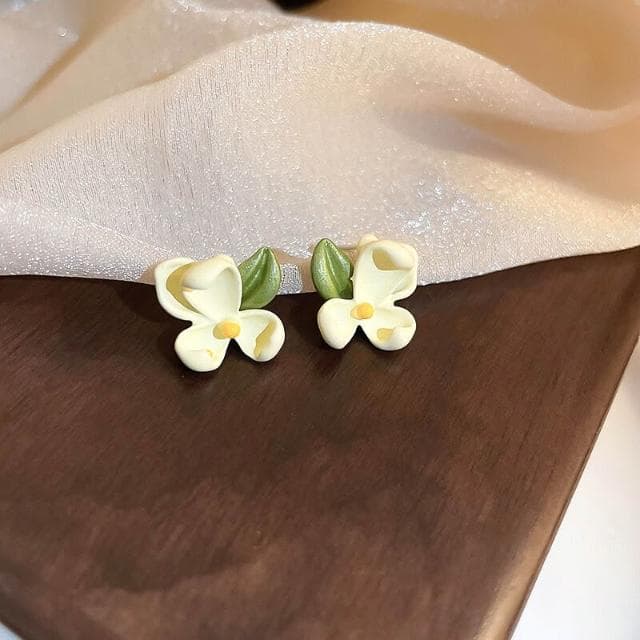  耳環銀針花朵葉子耳環韓國小清新氣質甜美耳釘個性可愛風網紅耳飾輕盈精緻輕奢高級韓國不過敏看不膩超閃耳環耳飾飾品配禮服百搭